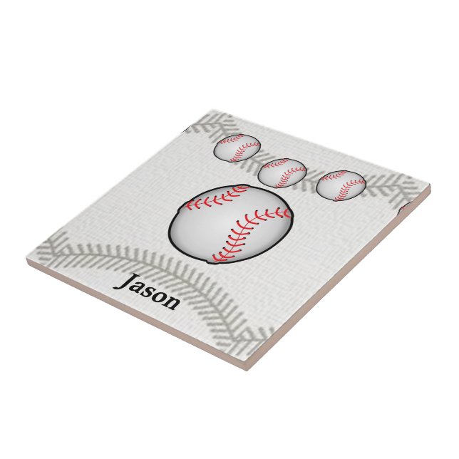 Ceramic Tile White Baseball Sports (Side)