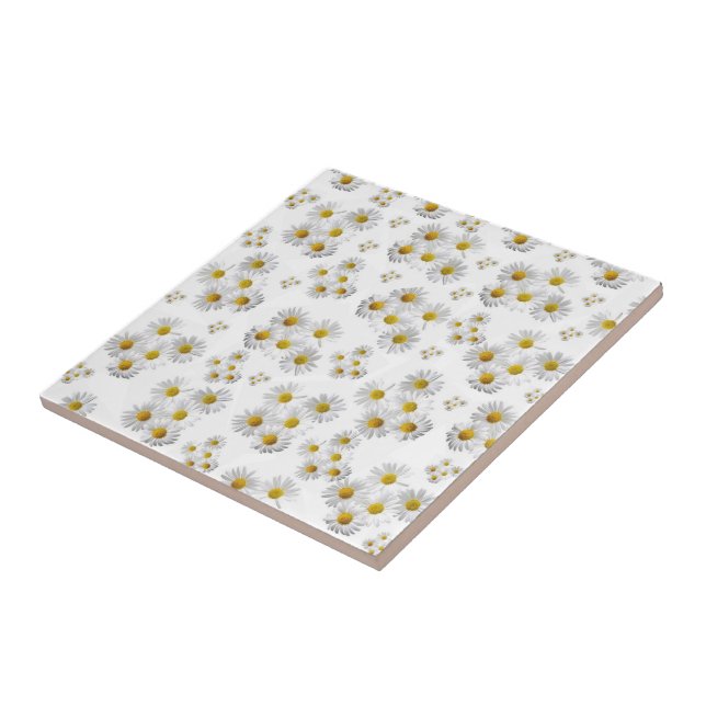 Ceramic Tile White Daisy Floral (Side)