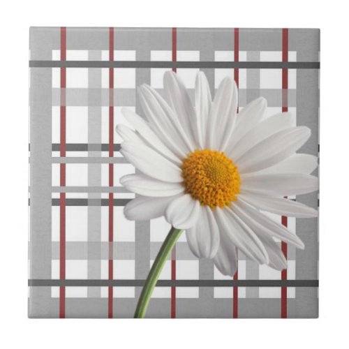 Ceramic Tile White Daisy Floral