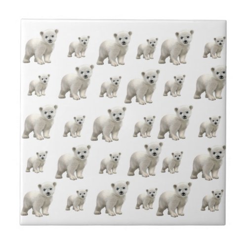 Ceramic Tile White Polar Bears