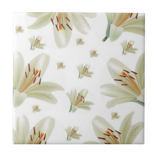 Ceramic Tile White Tulip Floral (Front)