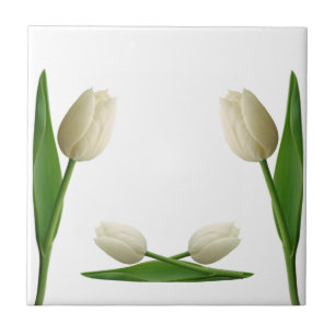 Ceramic Tile White Tulips Floral