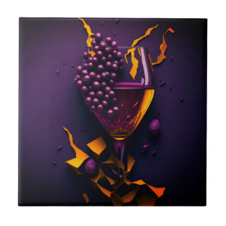 Ceramic Tile " Wine and Grape"