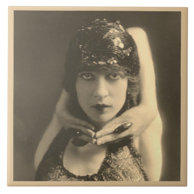 Ceramic tile with face of Vintage Dancer (Front)