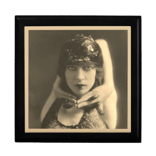 Ceramic tile with face of Vintage Dancer Gift Box