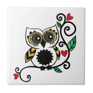 Ceramic tile with owl design