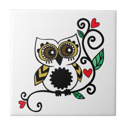 Ceramic tile with owl design