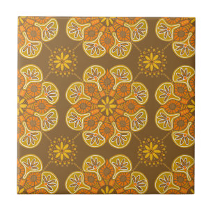 Ceramic Tile with repeating  gold medallions