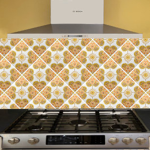 Ceramic Tile with repeating ocher design