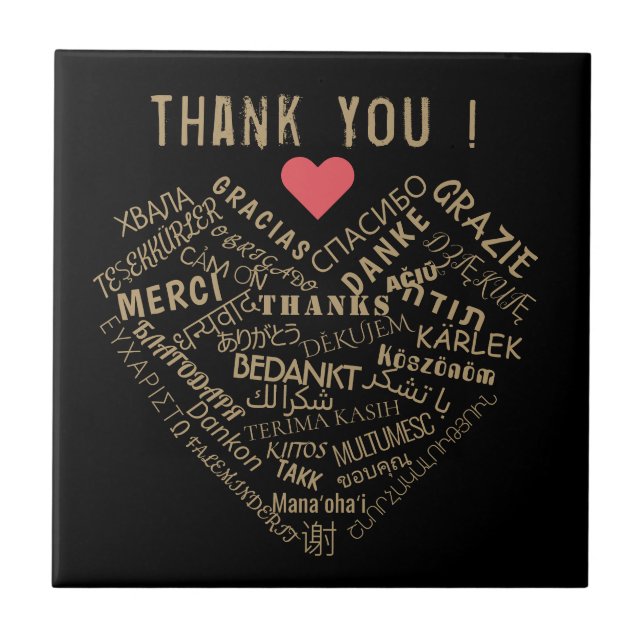 Ceramic Tile with Thank You Text  Multi Language (Front)