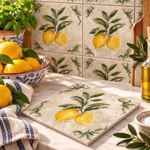 Ceramic Tile with Vintage Lemons