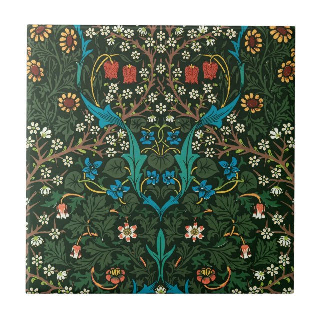 CERAMIC TILE WITH WILLIAM MORRIS "TULIPS" DESIGN (Front)
