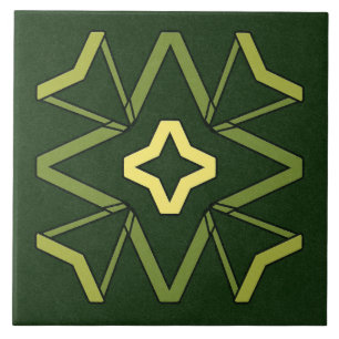 Ceramic Tile- Yellow and Green Textured Pattern Ceramic Tile