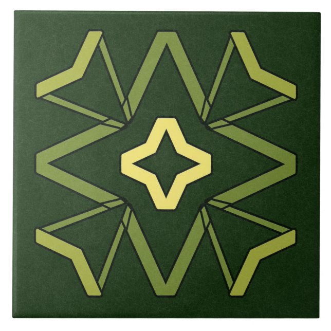 Ceramic Tile- Yellow and Green Textured Pattern Ceramic Tile (Front)