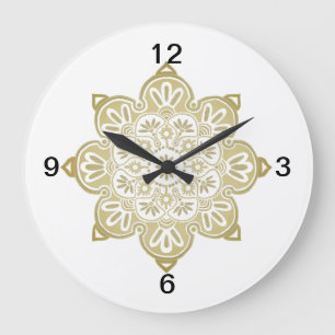 Ceramic tile, yellow medallion on white large clock