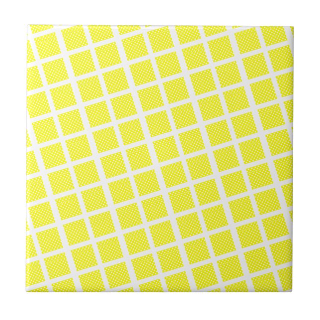 Ceramic Tile Yellow Polkadot White  (Front)