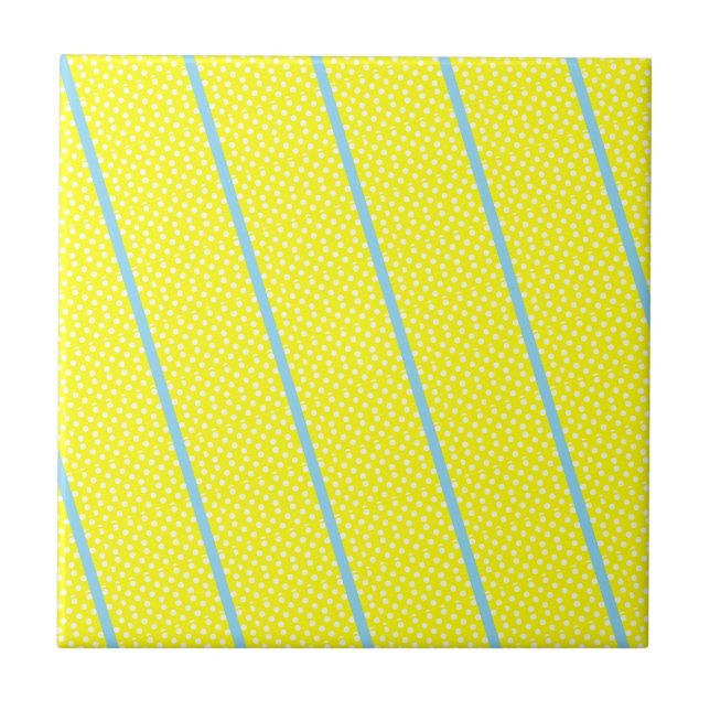 Ceramic Tile Yellow Polkadot White  (Front)