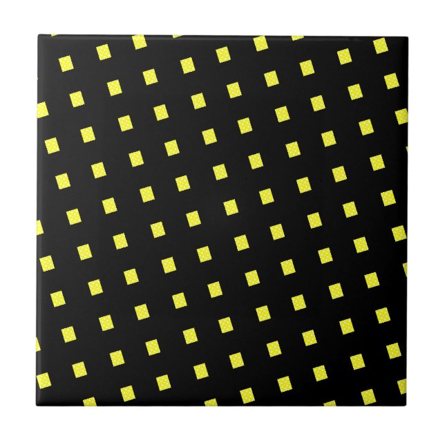 Ceramic Tile Yellow Polkadot White Black (Front)