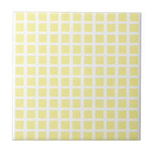 Ceramic Tile Yellow & White Stripe Square