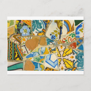 Ceramic Tiles in Parc Guell in Barcelona Spain Postcard