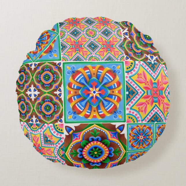 Ceramic tiles, majolica, ornamentabstract,arabic,a round pillow (Front)