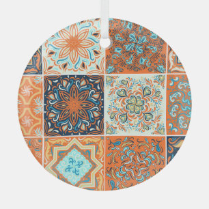 Ceramic tiles ornaments: abstract pattern. glass ornament