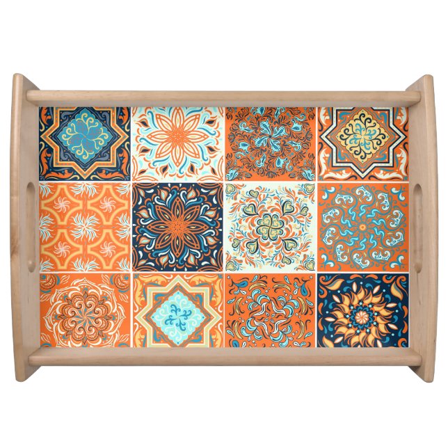 Ceramic tiles ornaments: abstract pattern. serving tray (Front)