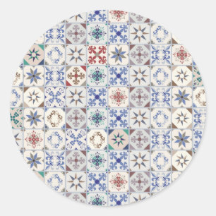 Ceramic tiles pattern classic round sticker