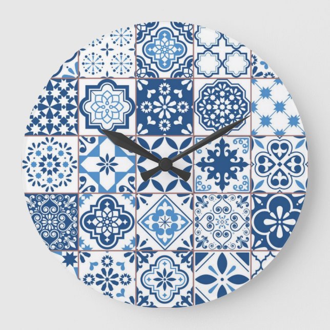 Ceramic tiles pattern large clock (Front)