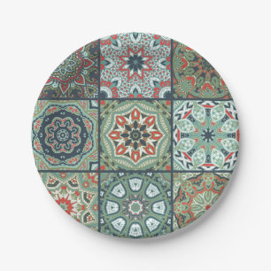 Ceramic tiles pattern paper plates