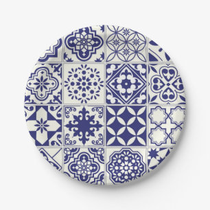 Ceramic tiles pattern paper plates