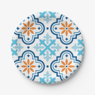 Ceramic tiles pattern paper plates