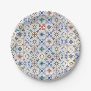 Ceramic tiles pattern paper plates