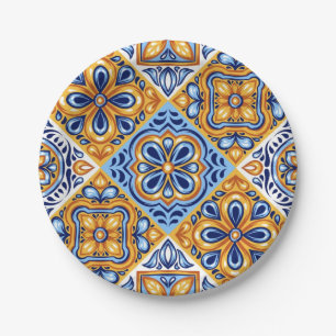 Ceramic tiles pattern paper plates