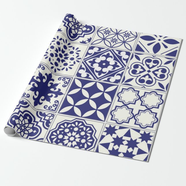 Ceramic tiles pattern wrapping paper (Unrolled)