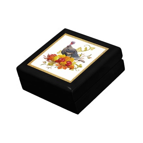 Ceramic Turkey Tile Lid Jewelry Keepsake Box