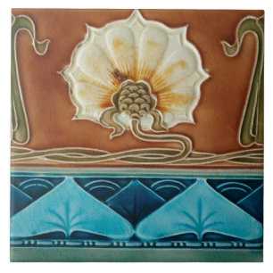 Ceramic Wall tile fireplace art nouveau style