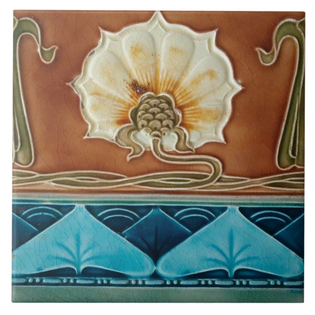 Ceramic Wall tile fireplace art nouveau style (Front)