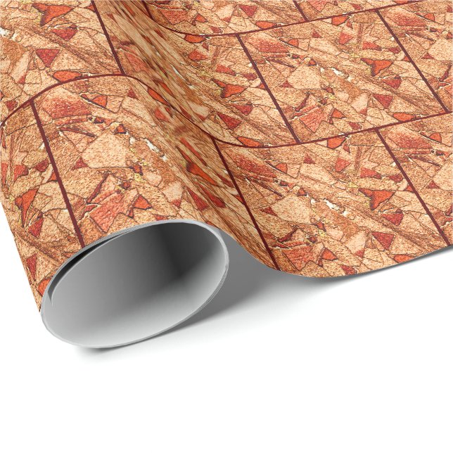 Ceramic with red painted volcanic stone drawing wrapping paper (Roll Corner)