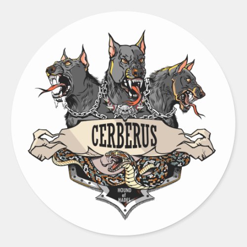 Cerberus and Snake Classic Round Sticker