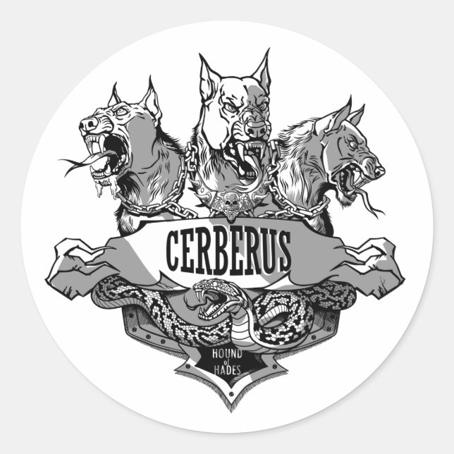 Cerberus and Snake Classic Round Sticker (Front)
