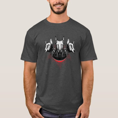 Cerberus Doberman Dog Design T_Shirt