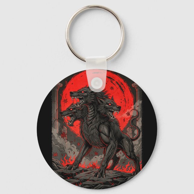 Cerberus underworld greek mythology hellhound edgy keychain (Front)