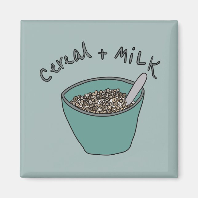 Cereal and Milk Magnet, Nostalgic Illustration Magnet (Front)