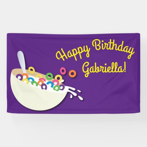 Cereal Bowl Kids Sleepover Birthday Party Cute Banner