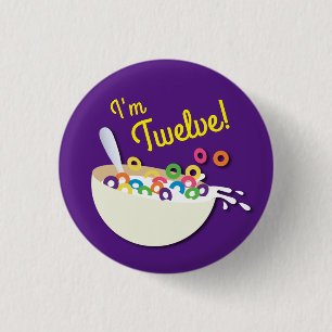 Cereal Bowl Kids Sleepover Birthday Party Cute Button