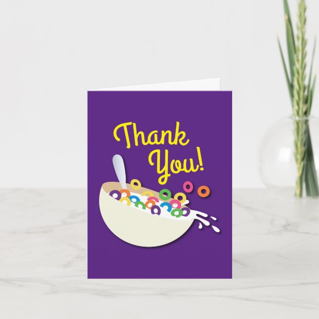 Cereal Bowl Kids Sleepover Birthday Party Cute Card (Front)
