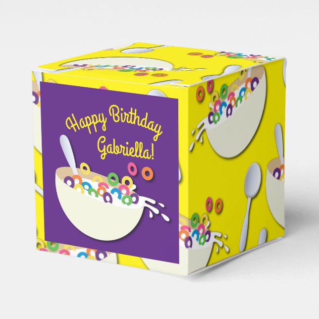 Cereal Bowl Kids Sleepover Birthday Party Cute Favor Boxes (Front Side)