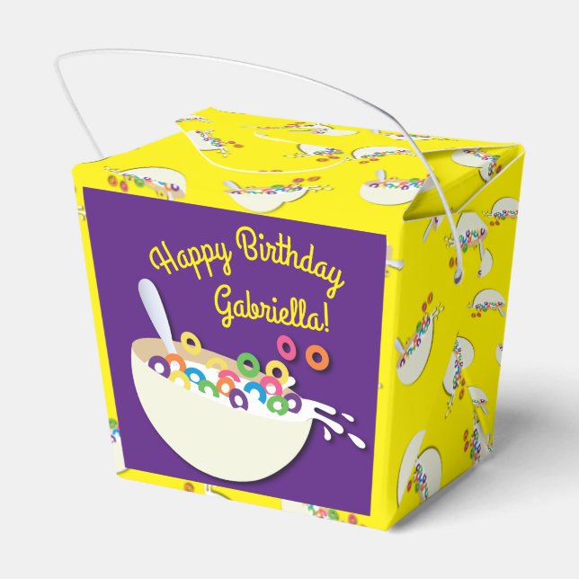 Cereal Bowl Kids Sleepover Birthday Party Cute Favor Boxes (Back Side)