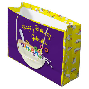 Cereal Bowl Kids Sleepover Birthday Party Cute Large Gift Bag